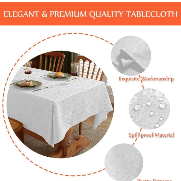 Hosonson Shape Rectangular White Tablecloth very nice. - Picture 3 of 4